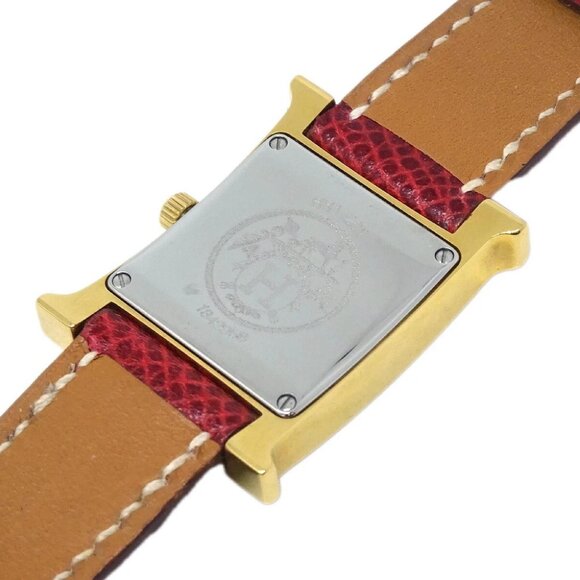 Hermes H Watch HH1.201 Quartz Watch Gold Red □F - Picture 5 of 7